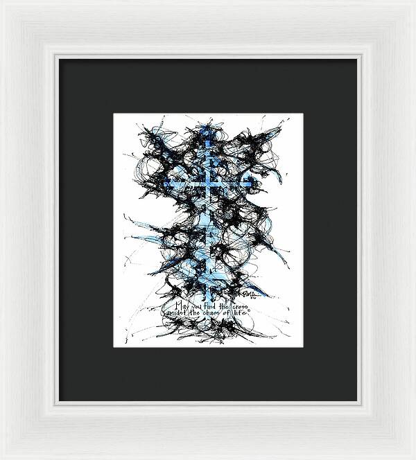 Chaos Order Cross 16 - Glorious Blue - Framed Print