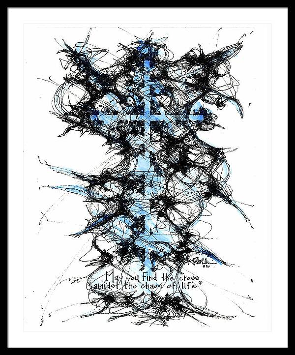 Chaos Order Cross 16 - Glorious Blue - Framed Print