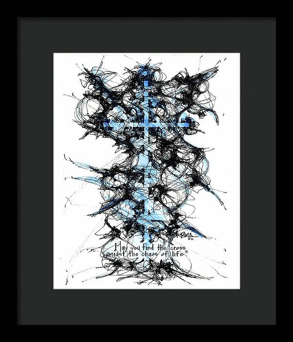 Chaos Order Cross 16 - Glorious Blue - Framed Print