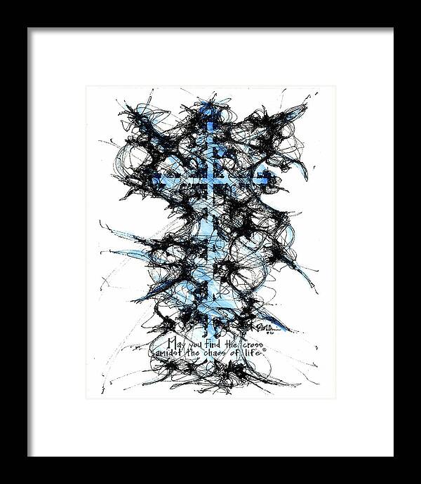 Chaos Order Cross 16 - Glorious Blue - Framed Print