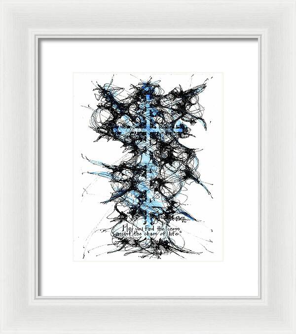 Chaos Order Cross 16 - Glorious Blue - Framed Print