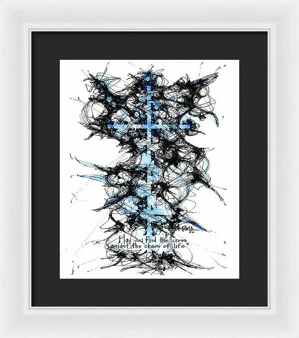 Chaos Order Cross 16 - Glorious Blue - Framed Print