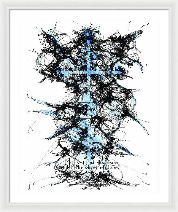 Chaos Order Cross 16 - Glorious Blue - Framed Print