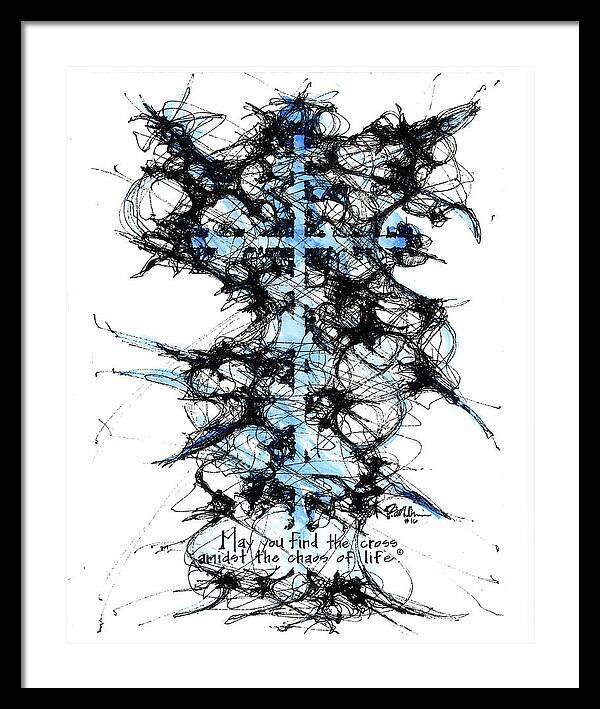 Chaos Order Cross 16 - Glorious Blue - Framed Print