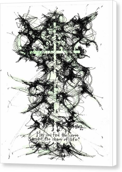 Chaos Order Cross 16 - Joyful Green - Canvas Print