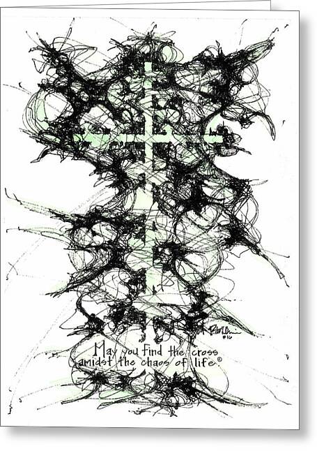 Chaos Order Cross 16 - Joyful Green - Greeting Card