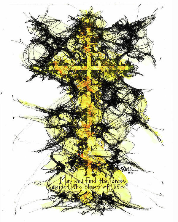 Chaos Order Cross 16 - Luminous Yellow - Art Print