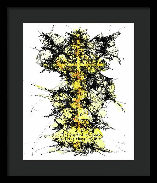 Chaos Order Cross 16 - Luminous Yellow - Framed Print