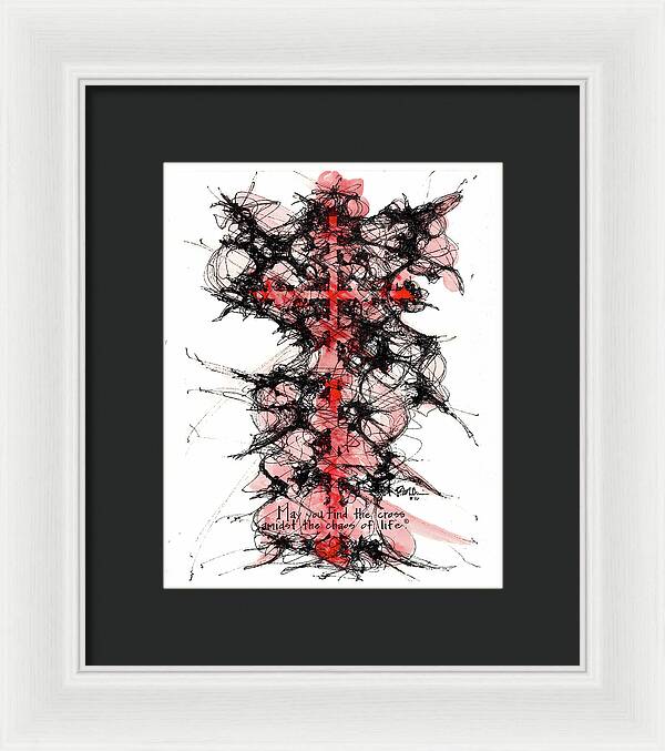 Chaos Order Cross 16 - Sorrowful Red - Framed Print