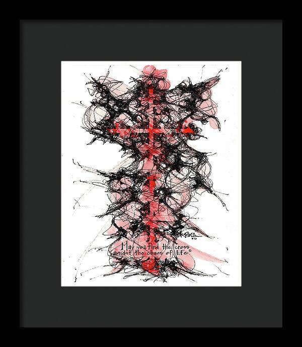 Chaos Order Cross 16 - Sorrowful Red - Framed Print