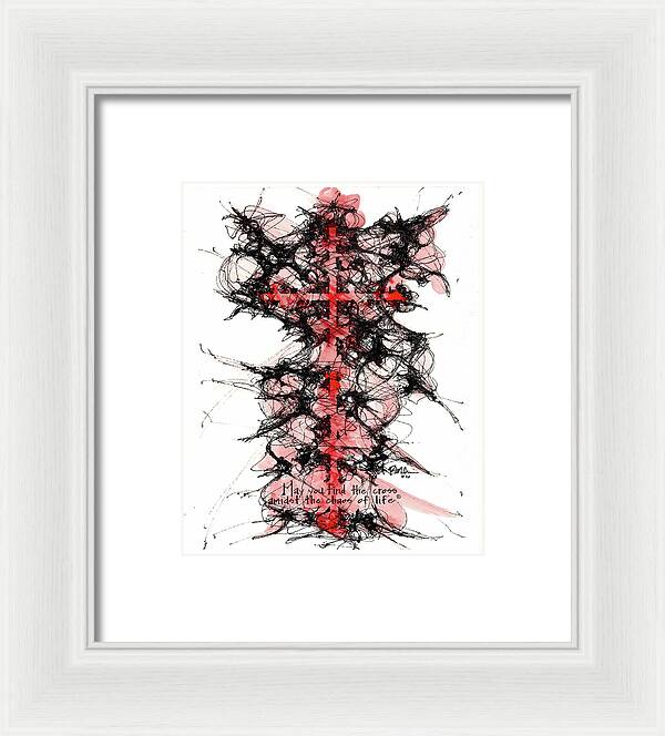 Chaos Order Cross 16 - Sorrowful Red - Framed Print