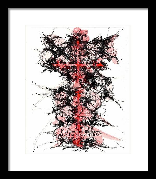 Chaos Order Cross 16 - Sorrowful Red - Framed Print