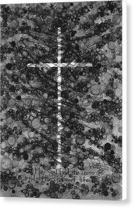 Chaos Order Cross 17 - Black and White - Canvas Print