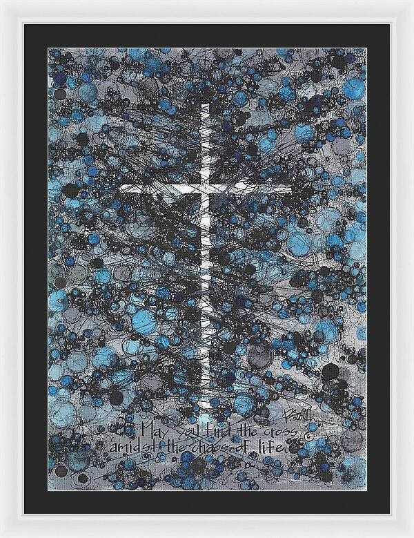 Chaos Order Cross 17 - Glorious Blue - Framed Print