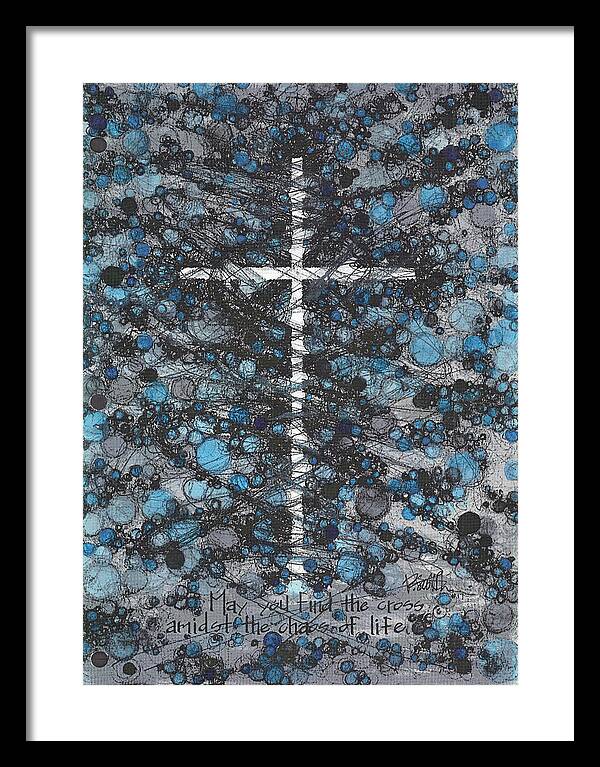Chaos Order Cross 17 - Glorious Blue - Framed Print