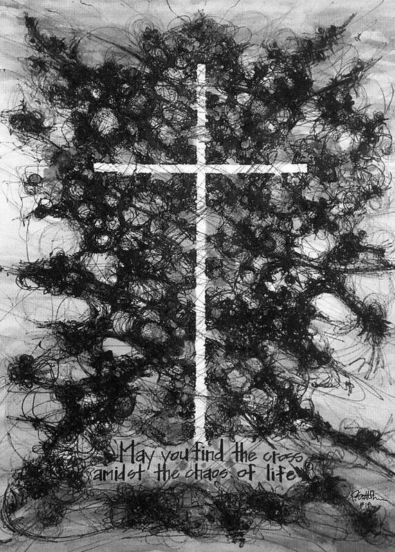 Chaos Order Cross 18 - Black and White - Art Print