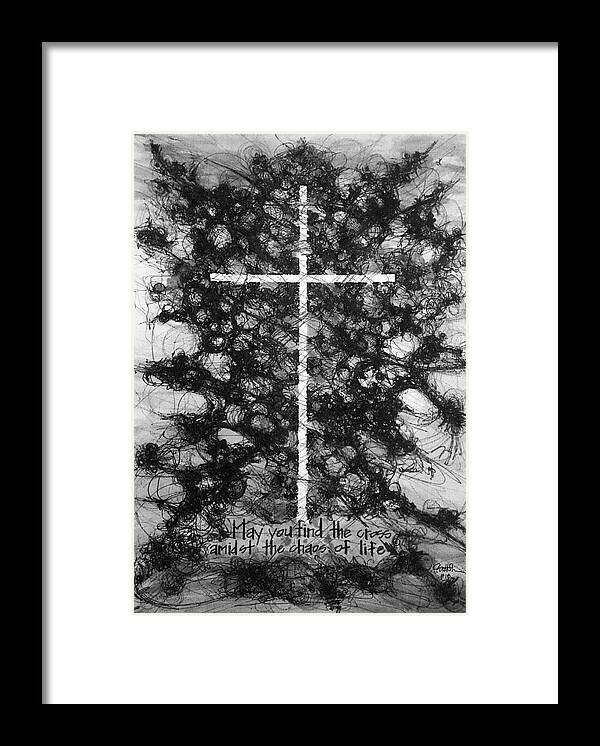 Chaos Order Cross 18 - Black and White - Framed Print