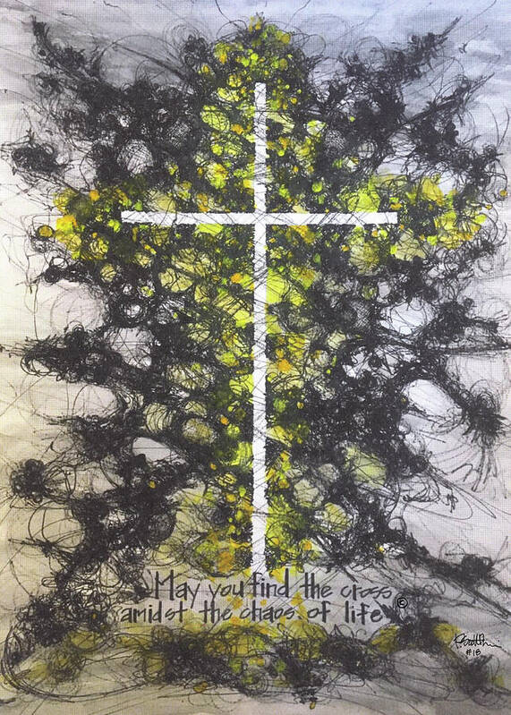 Chaos Order Cross 18 - Luminous Yellow - Art Print