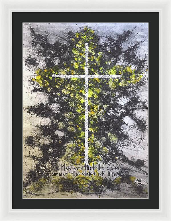 Chaos Order Cross 18 - Luminous Yellow - Framed Print