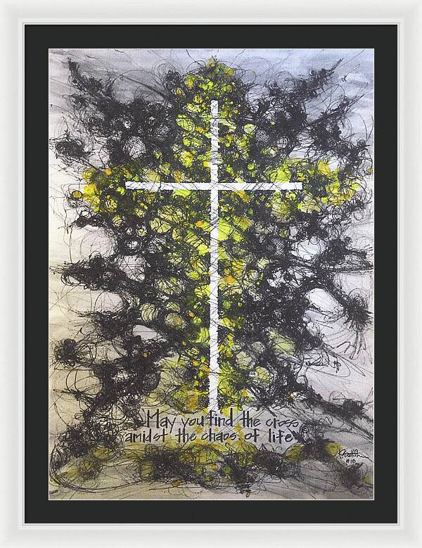 Chaos Order Cross 18 - Luminous Yellow - Framed Print