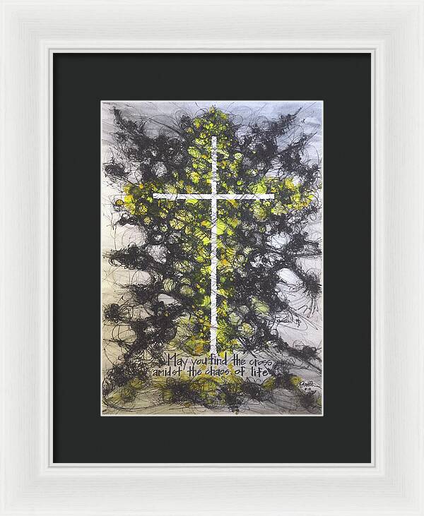 Chaos Order Cross 18 - Luminous Yellow - Framed Print
