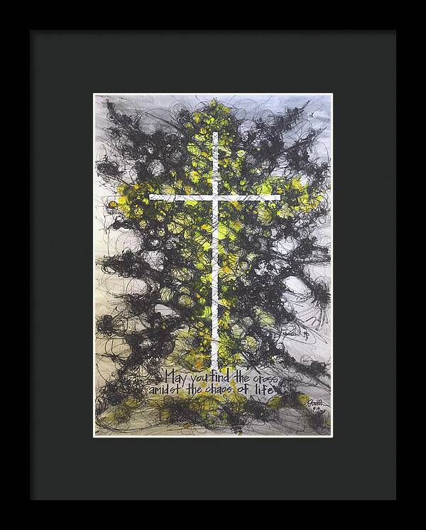 Chaos Order Cross 18 - Luminous Yellow - Framed Print