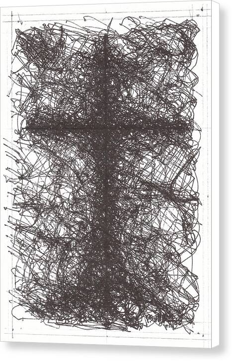 Chaos Order Cross 02 - Black and White - Canvas Print