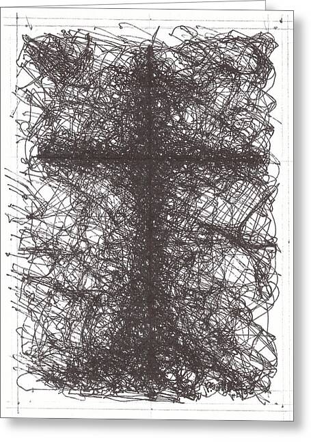 Chaos Order Cross 02 - Black and White - Greeting Card