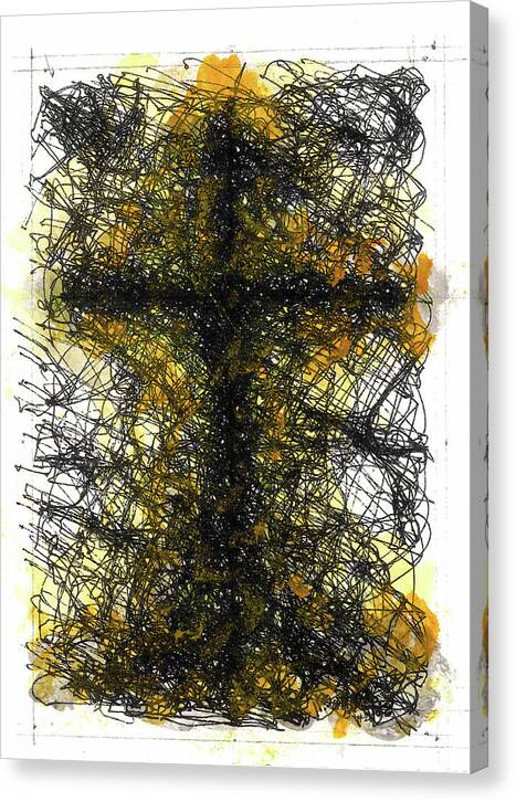 Chaos Order Cross 02 - Luminous Yellow - Canvas Print