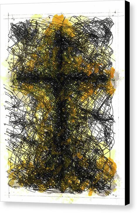 Chaos Order Cross 02 - Luminous Yellow - Canvas Print
