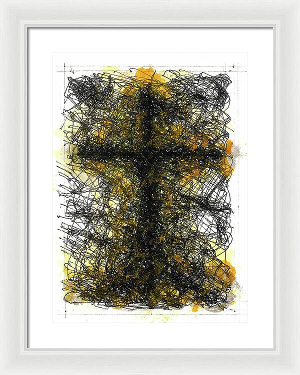 Chaos Order Cross 02 - Luminous Yellow - Framed Print