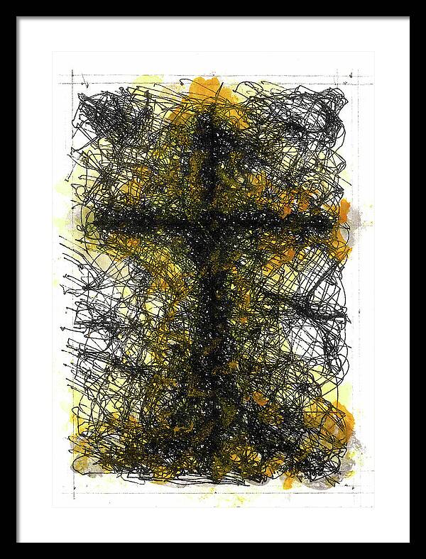 Chaos Order Cross 02 - Luminous Yellow - Framed Print