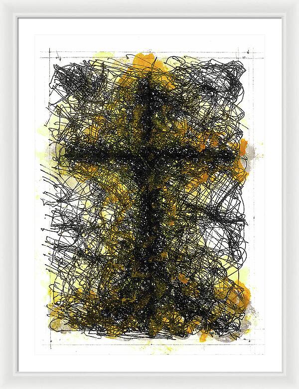 Chaos Order Cross 02 - Luminous Yellow - Framed Print