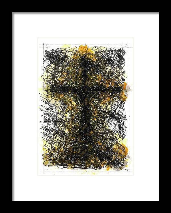 Chaos Order Cross 02 - Luminous Yellow - Framed Print