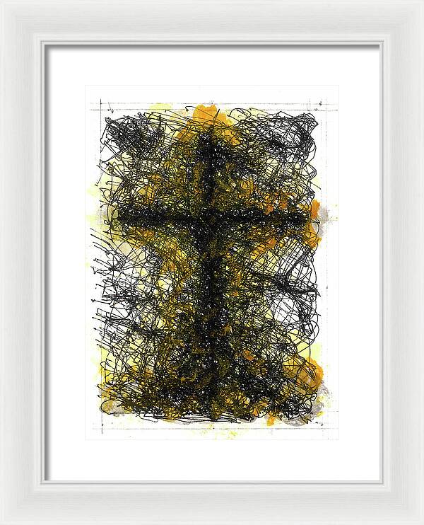 Chaos Order Cross 02 - Luminous Yellow - Framed Print