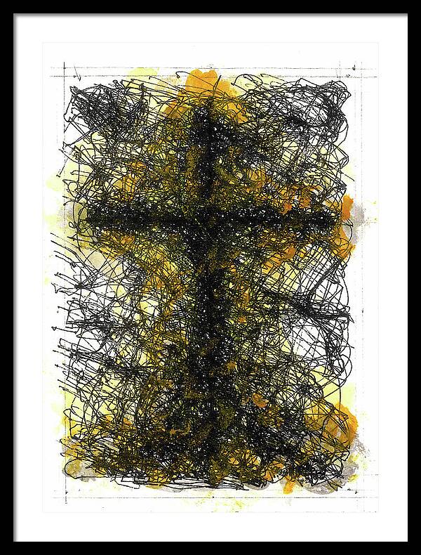 Chaos Order Cross 02 - Luminous Yellow - Framed Print