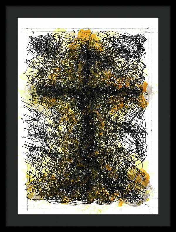 Chaos Order Cross 02 - Luminous Yellow - Framed Print