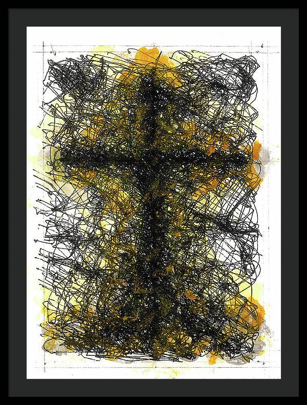 Chaos Order Cross 02 - Luminous Yellow - Framed Print
