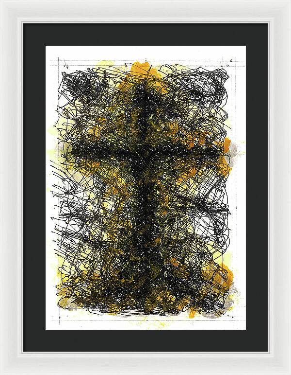 Chaos Order Cross 02 - Luminous Yellow - Framed Print