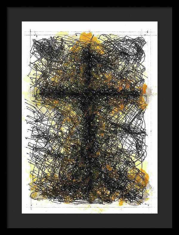 Chaos Order Cross 02 - Luminous Yellow - Framed Print