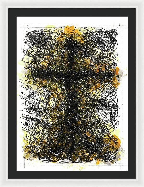 Chaos Order Cross 02 - Luminous Yellow - Framed Print