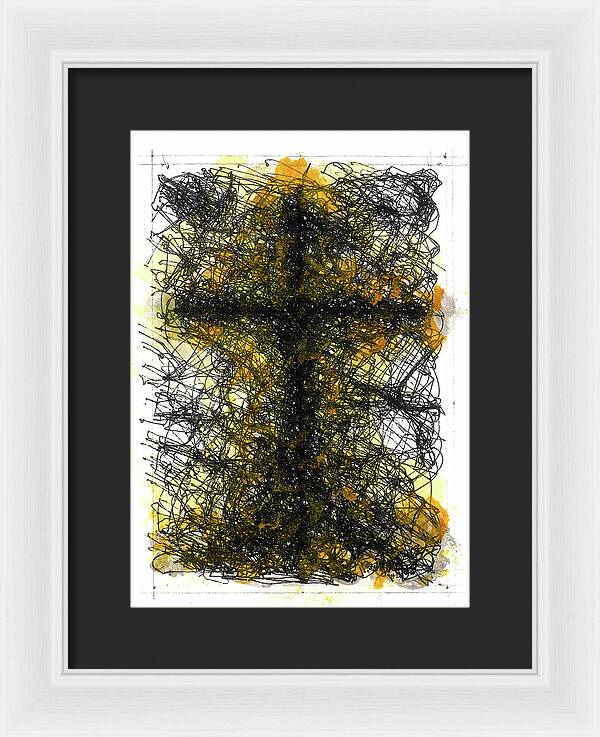 Chaos Order Cross 02 - Luminous Yellow - Framed Print