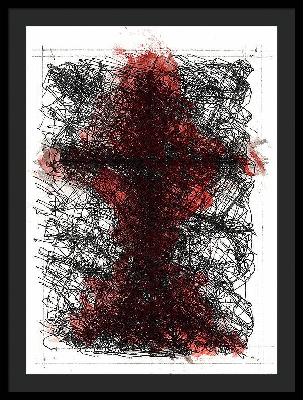 Chaos Order Cross 02 - Sorrowful Red - Framed Print