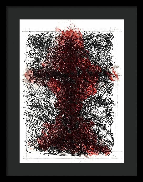 Chaos Order Cross 02 - Sorrowful Red - Framed Print