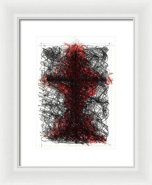Chaos Order Cross 02 - Sorrowful Red - Framed Print