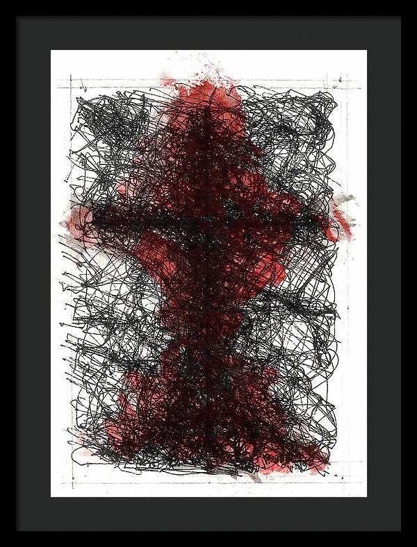 Chaos Order Cross 02 - Sorrowful Red - Framed Print