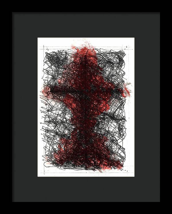 Chaos Order Cross 02 - Sorrowful Red - Framed Print