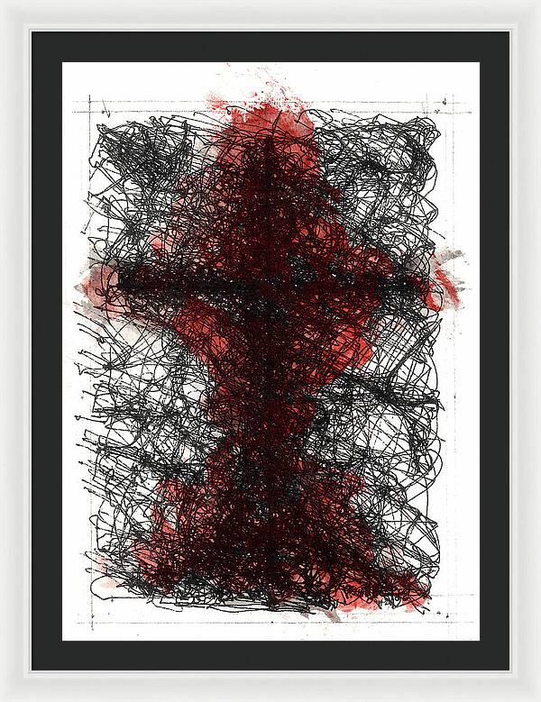 Chaos Order Cross 02 - Sorrowful Red - Framed Print
