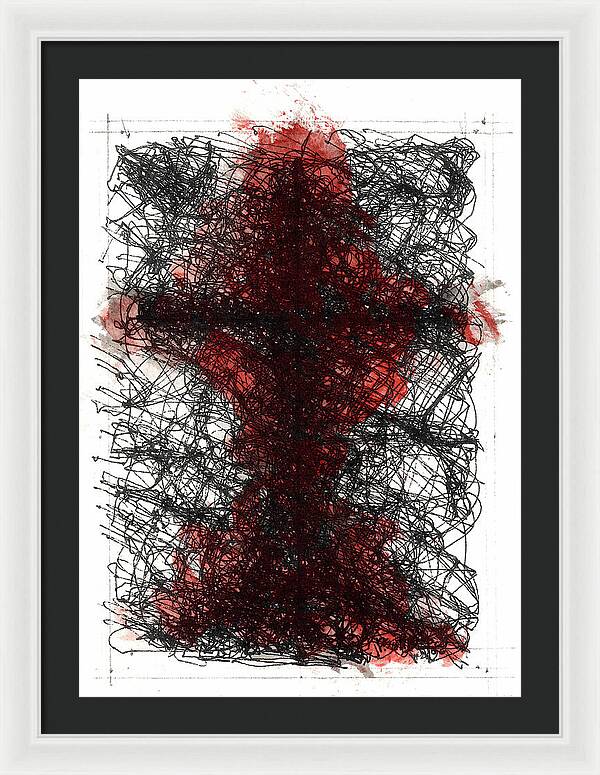 Chaos Order Cross 02 - Sorrowful Red - Framed Print