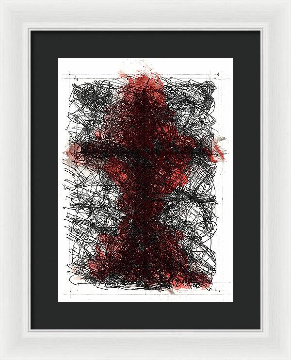 Chaos Order Cross 02 - Sorrowful Red - Framed Print